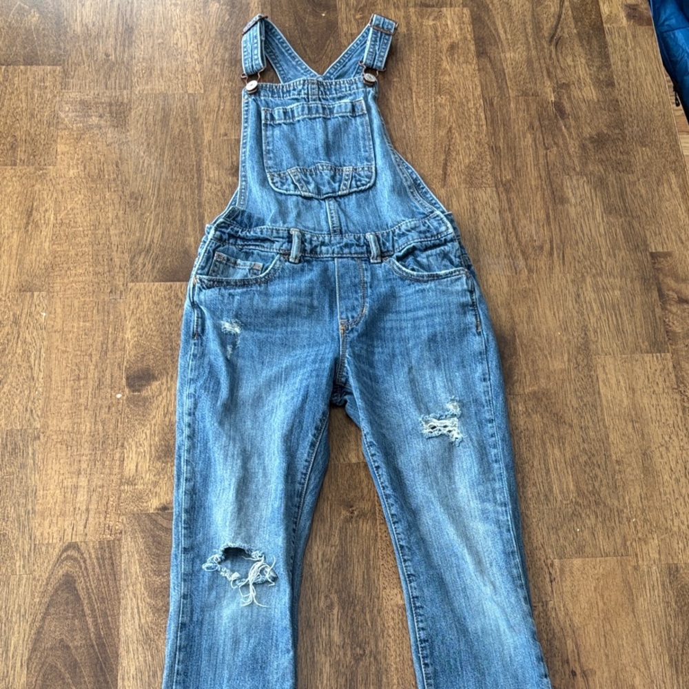 GAP Light Blue Distressed Denim Overalls